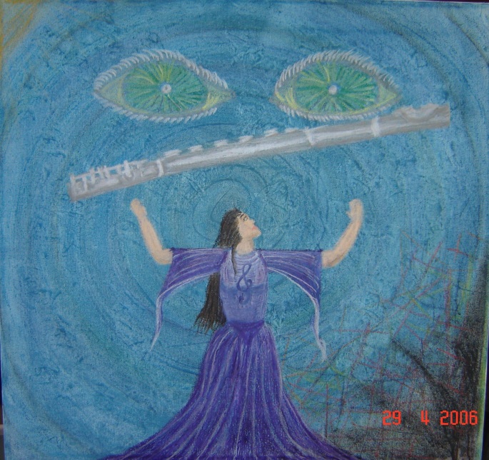 Joti. “Mystic” 2002 (shown in 2006) Acrylic and pastel on canvas. 60 x 60 cm